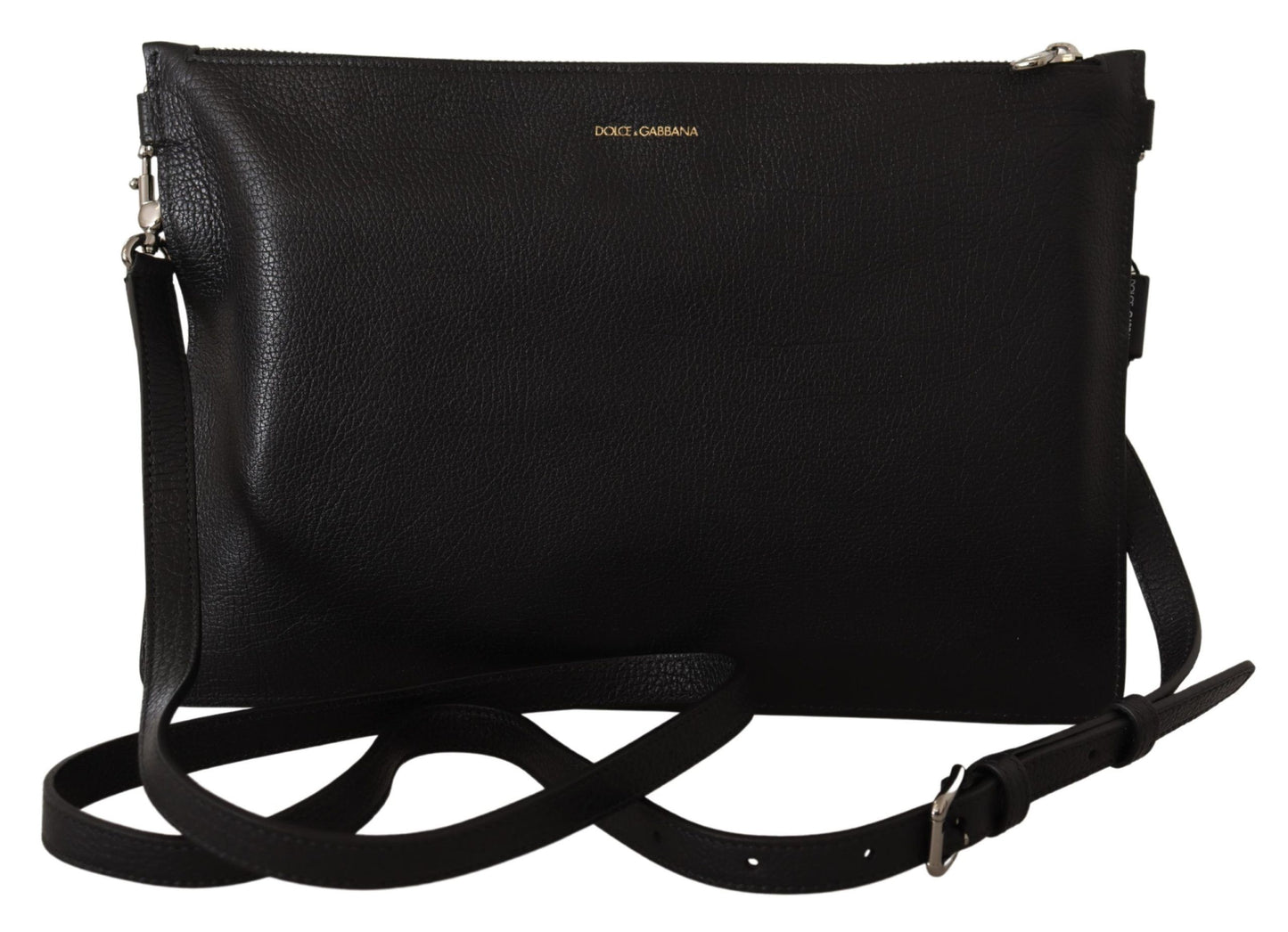 Dolce & Gabbana Elegant Black Leather Sling Shoulder Bag - KALAJ