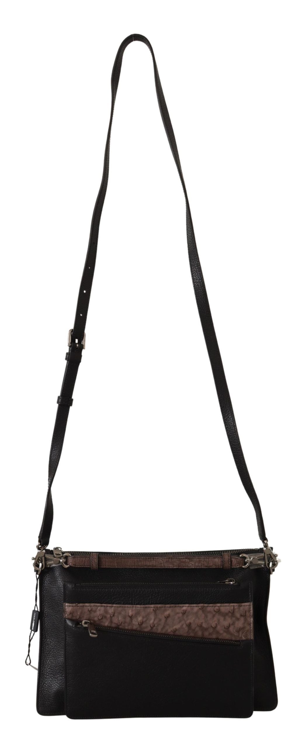 Dolce & Gabbana Elegant Black Leather Sling Shoulder Bag - KALAJ