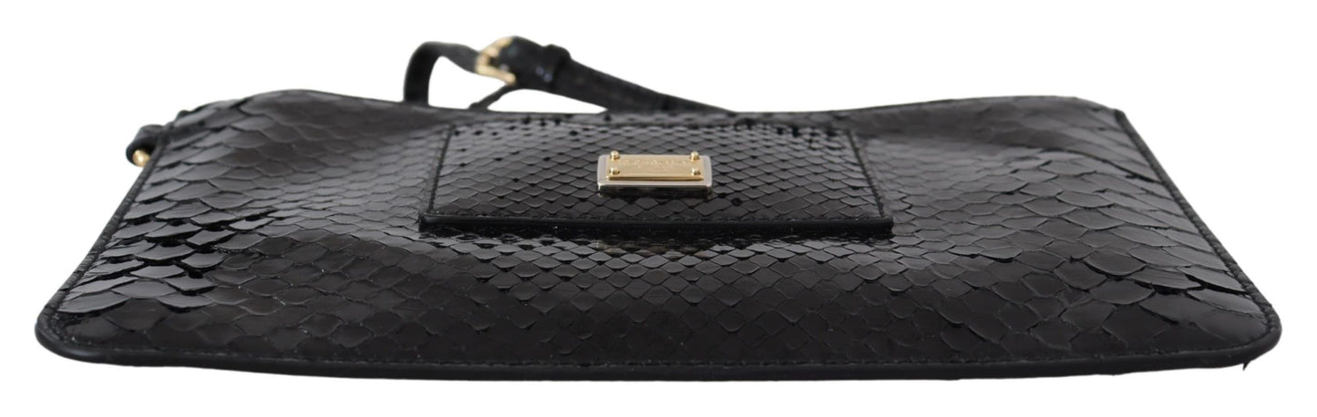 Dolce & Gabbana Exotic Leather Black Wristlet Wallet - KALAJ