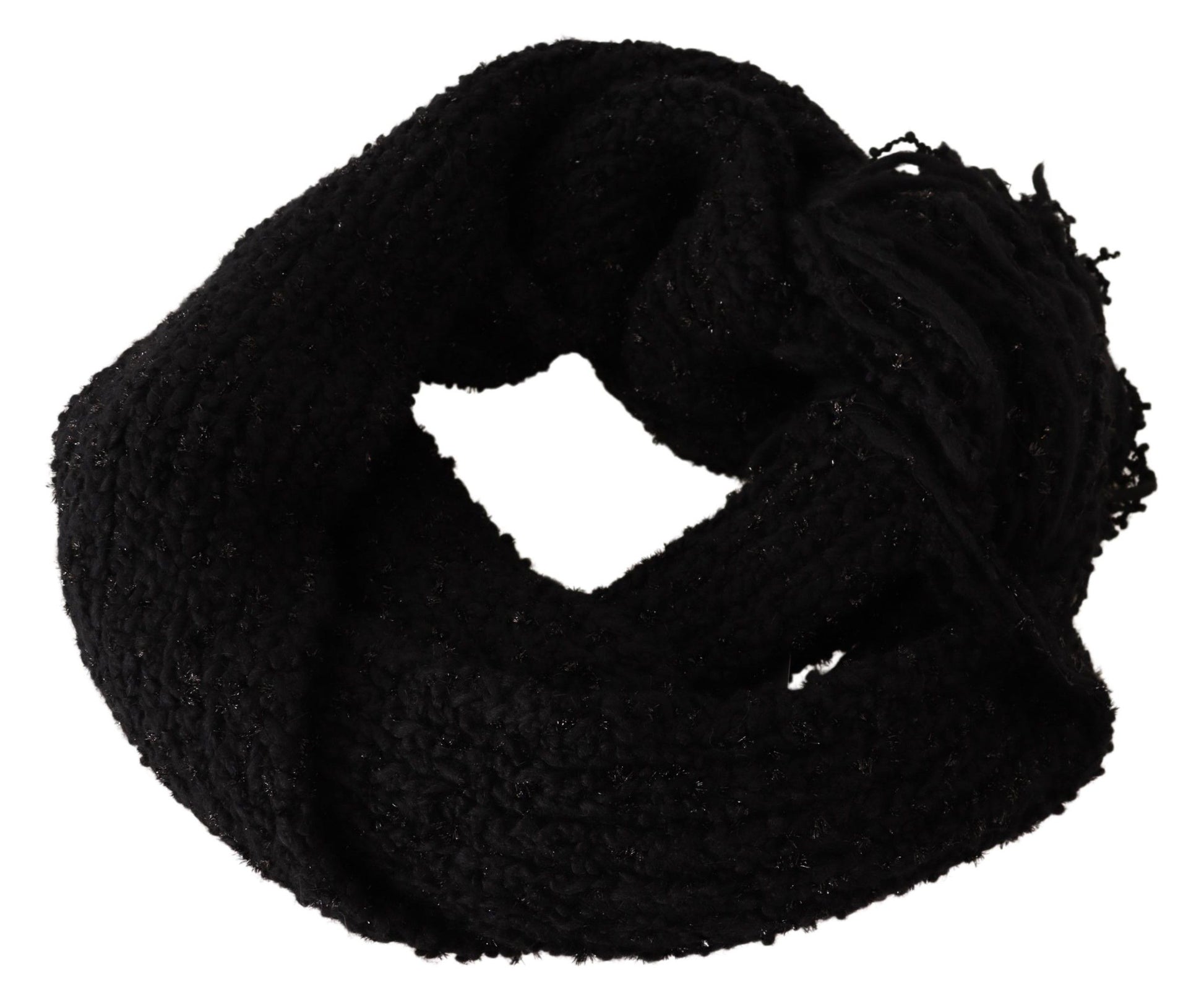 Dolce & Gabbana Elegant Black Wool-Blend Designer Scarf - KALAJ