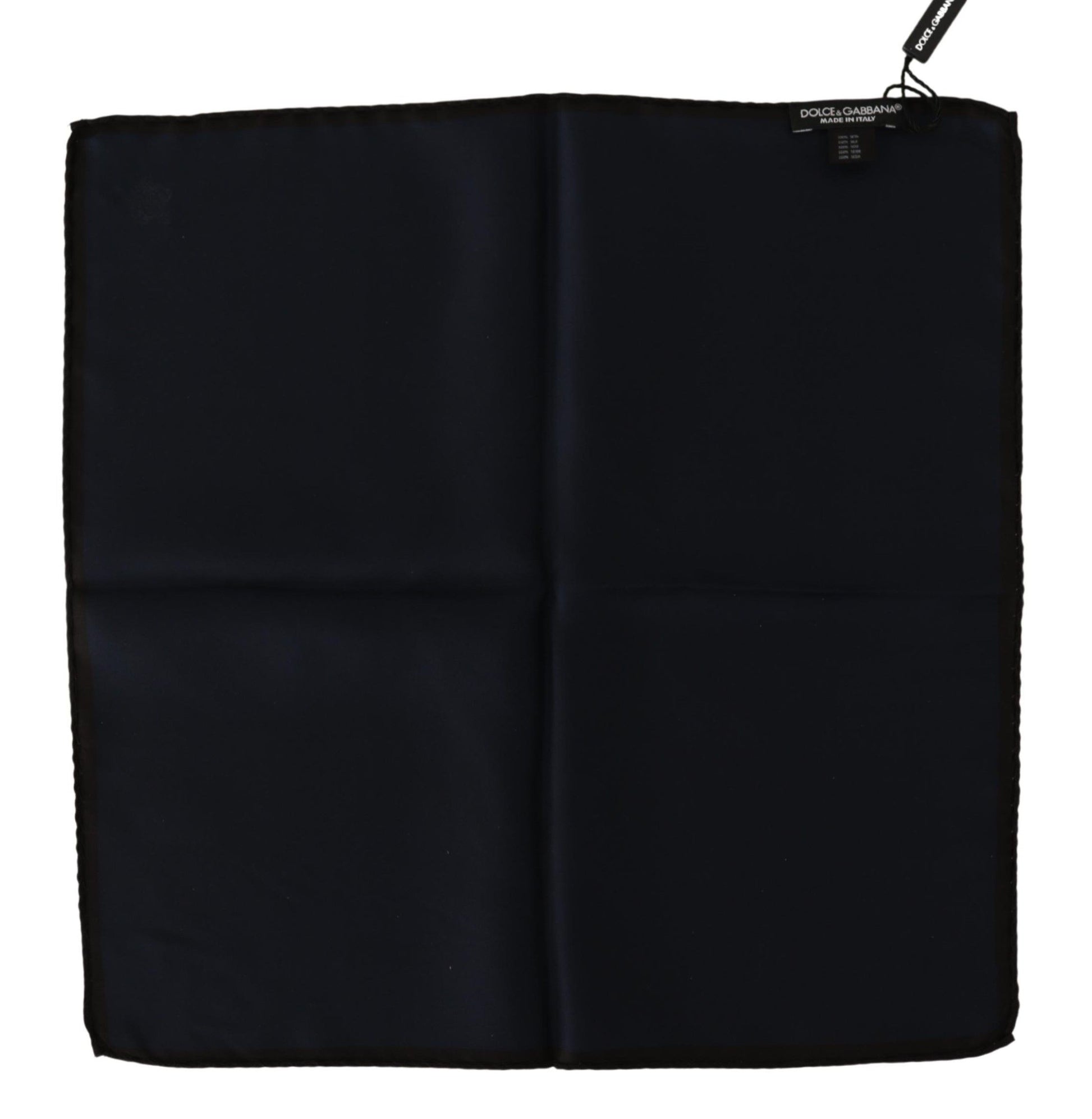 Dolce & Gabbana Elegant Silk Black Pocket Square Handkerchief - KALAJ