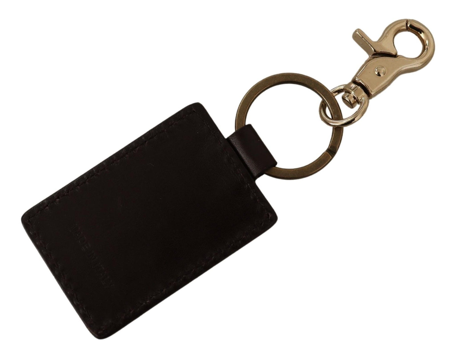 Dolce & Gabbana Elegant Unisex Leather Keyring with Gold Detail - KALAJ