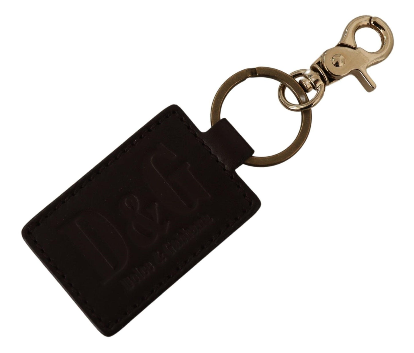 Dolce & Gabbana Elegant Unisex Leather Keyring with Gold Detail - KALAJ