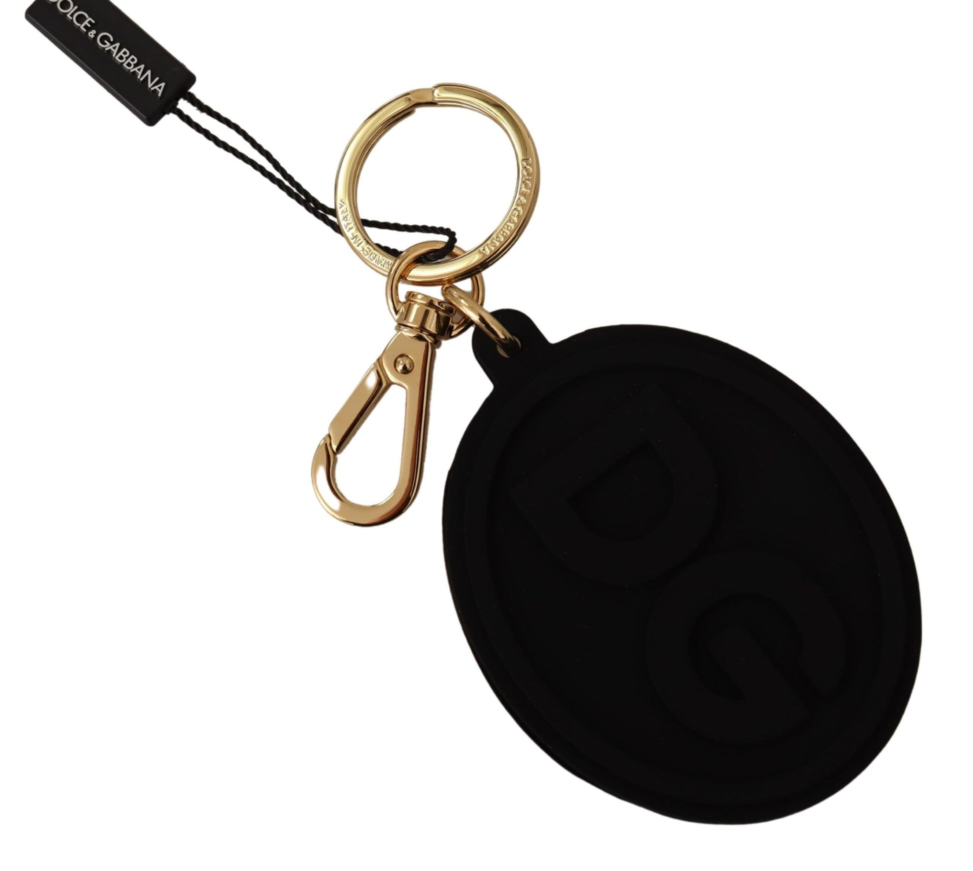 Dolce & Gabbana Elegant Black and Gold Keychain Accessory - KALAJ