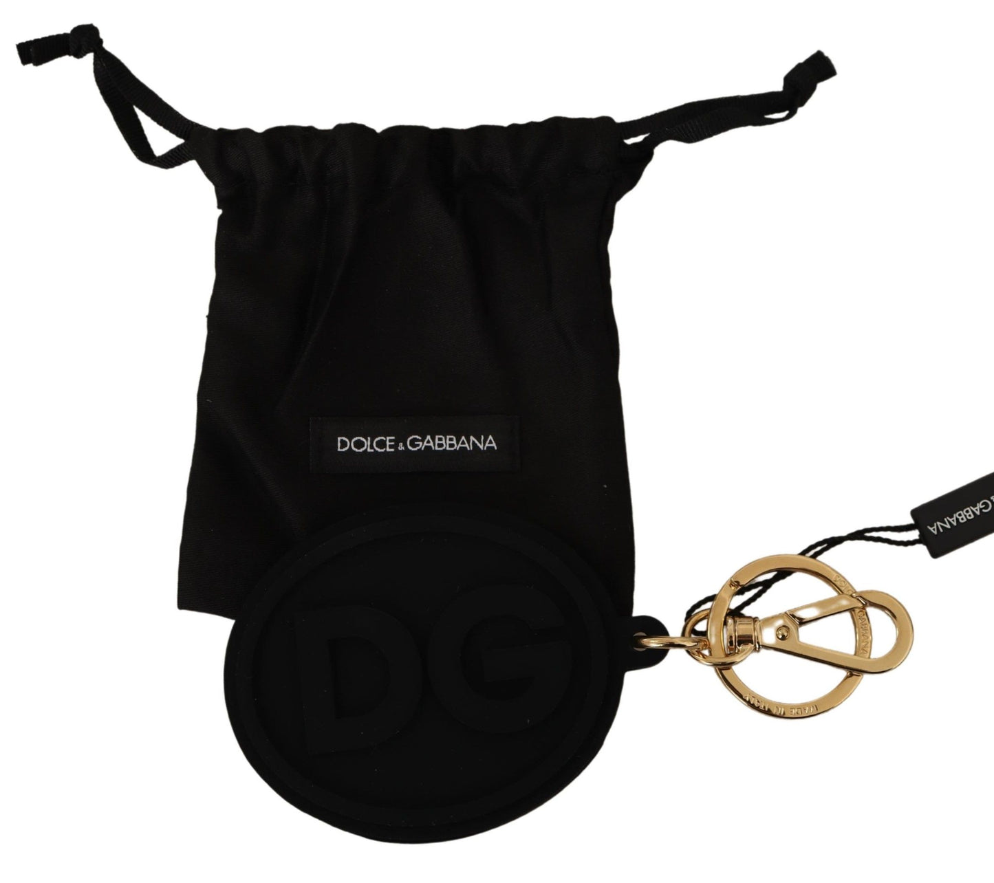 Dolce & Gabbana Elegant Black and Gold Keychain Accessory - KALAJ