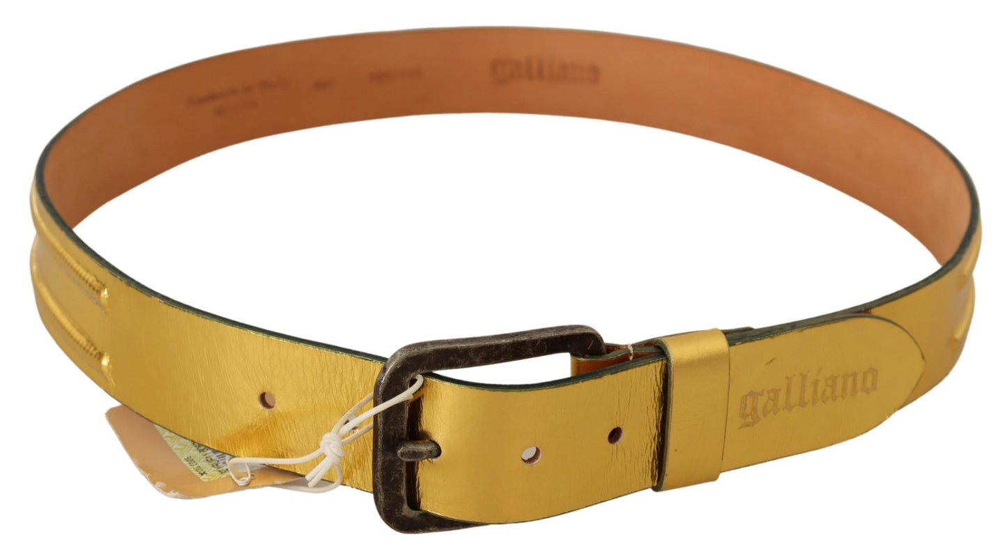 John Galliano Elegant Gold Genuine Leather Men's Belt - KALAJ