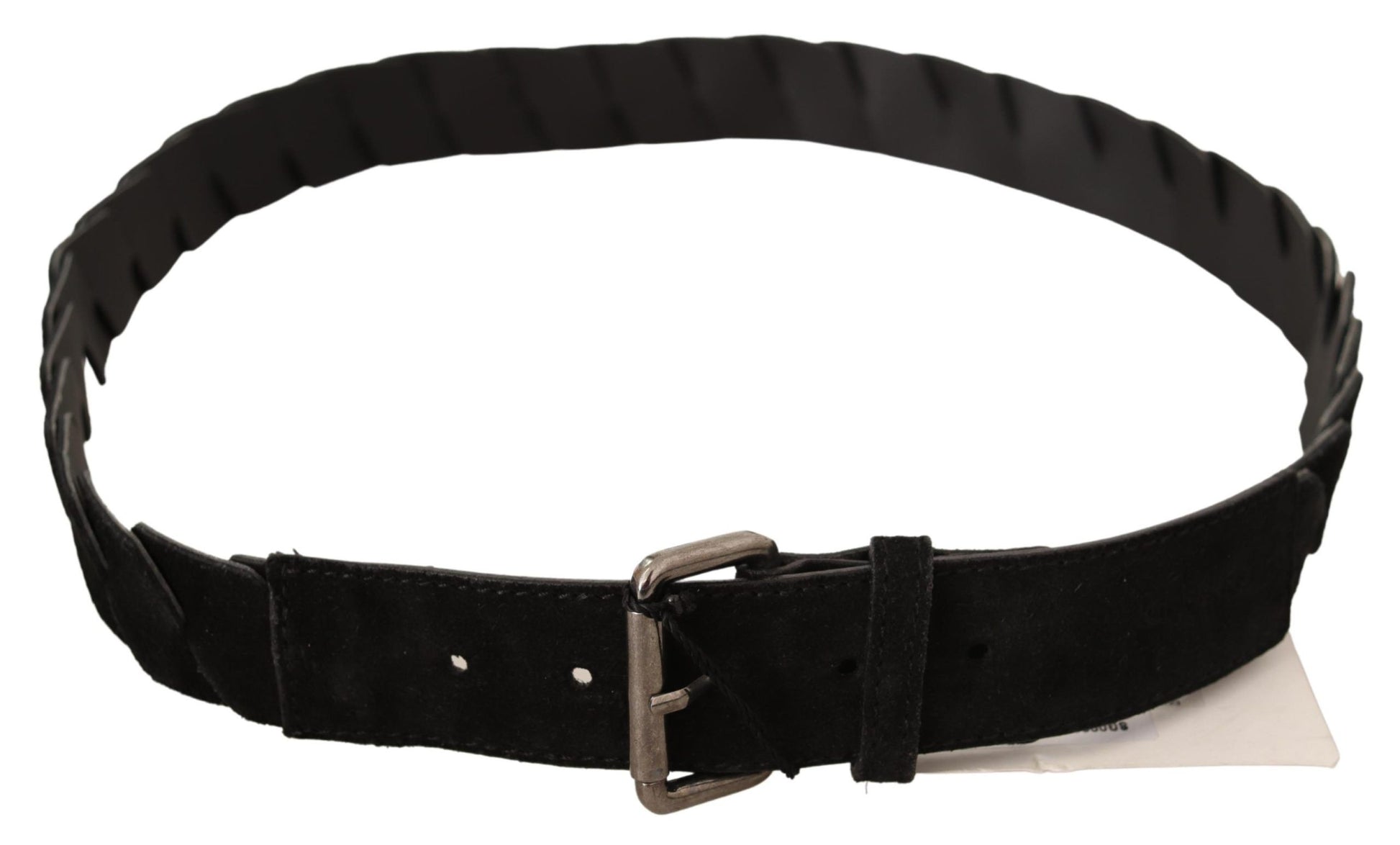 GF Ferre Elegant Black Waist Belt with Metal Buckle - KALAJ