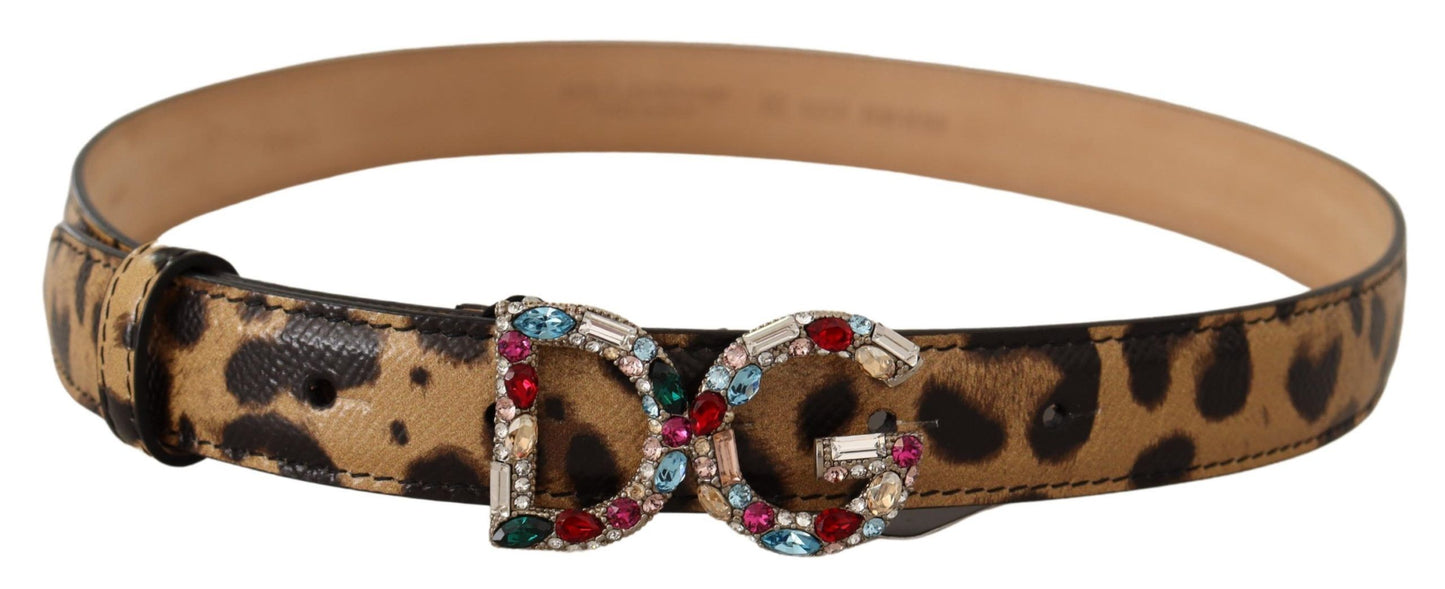 Dolce & Gabbana Elegant Crystal-Embellished Leopard Belt - KALAJ