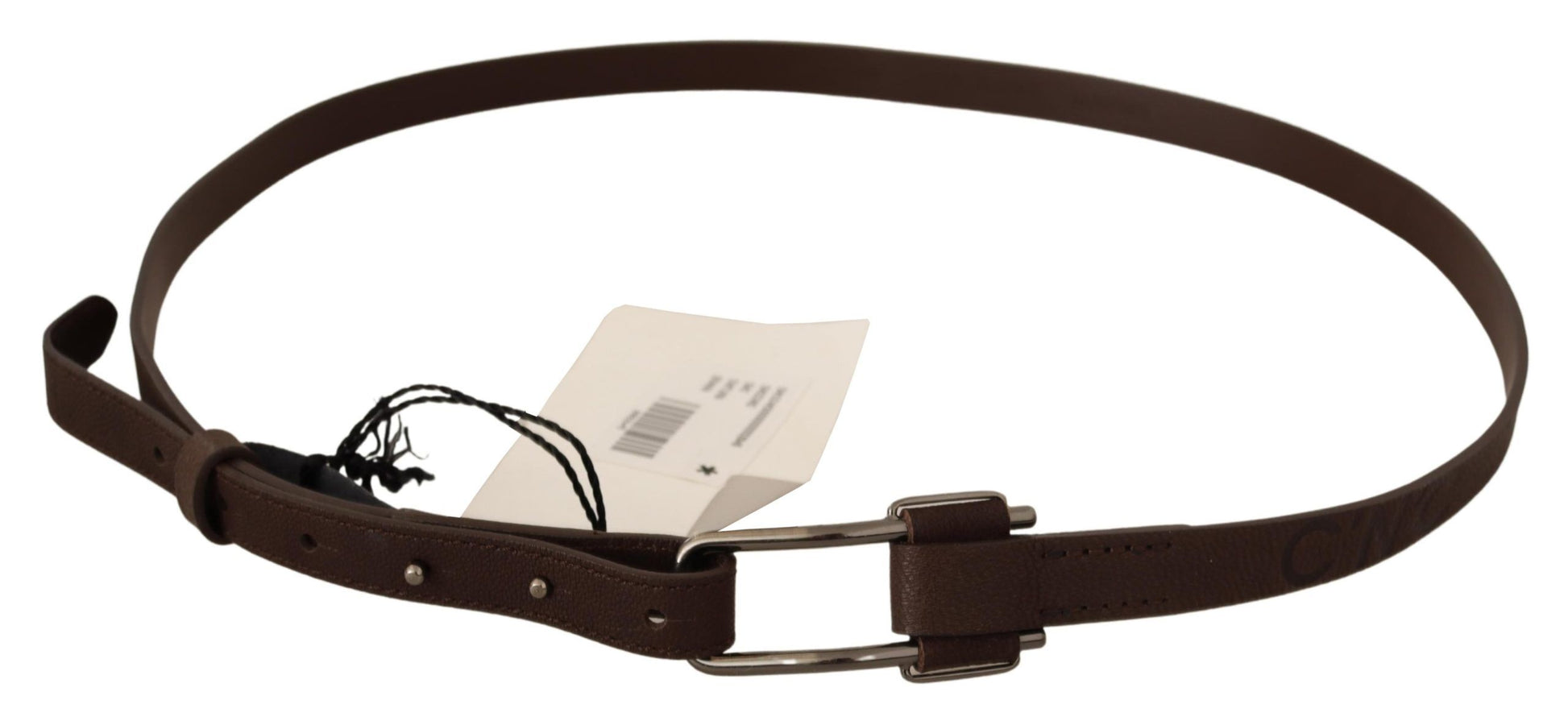 Costume National Elegant Brown Fashion Belt with Silver-Tone Buckle - KALAJ