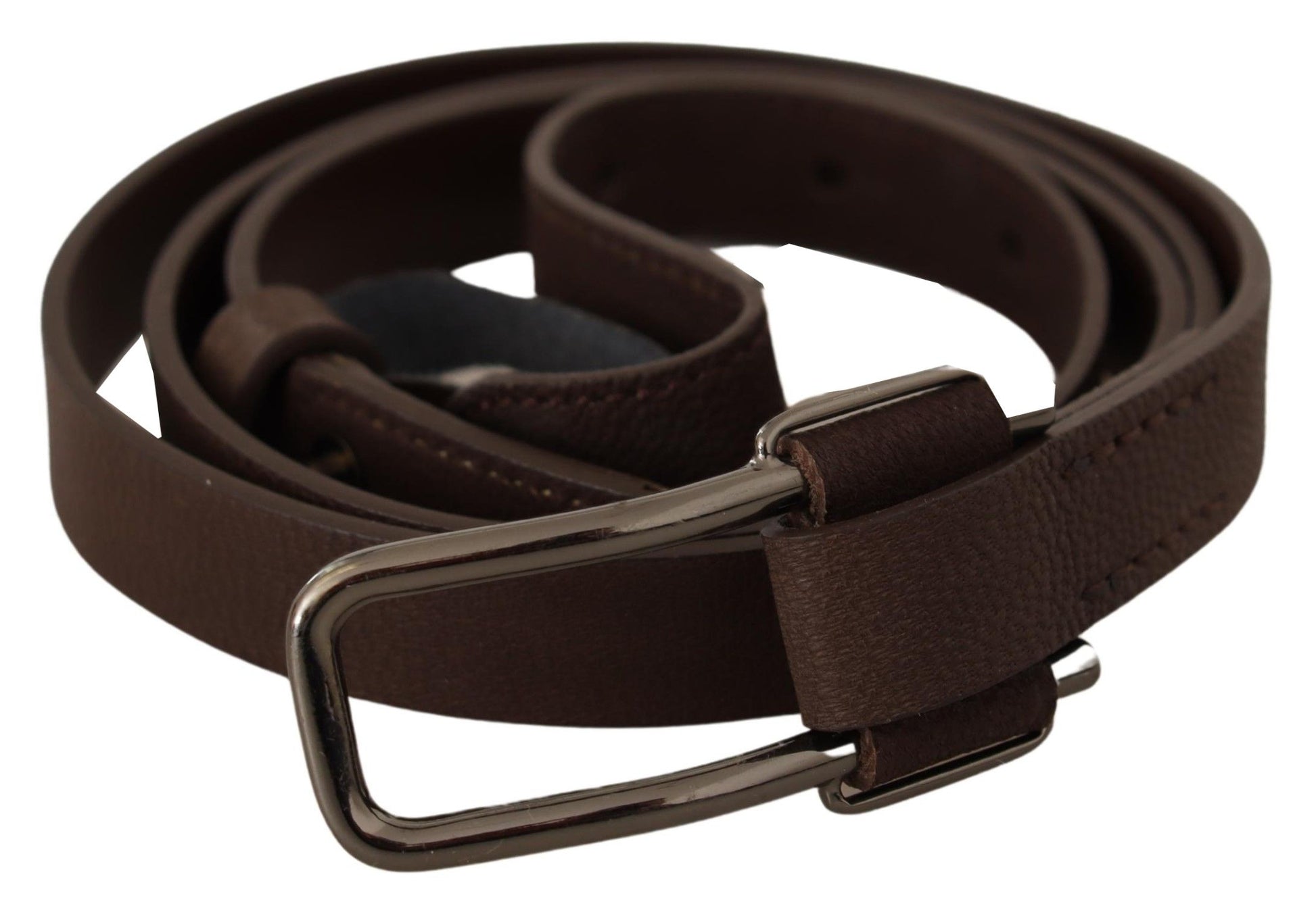 Costume National Elegant Brown Fashion Belt with Silver-Tone Buckle - KALAJ