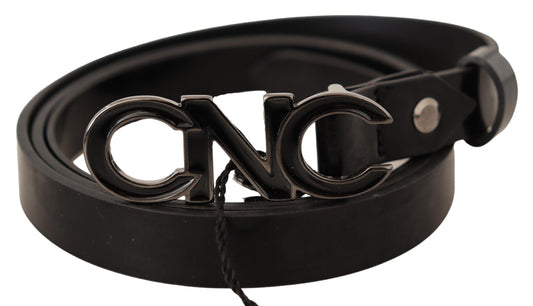 Costume National Elegant Black Leather Fashion Belt - KALAJ