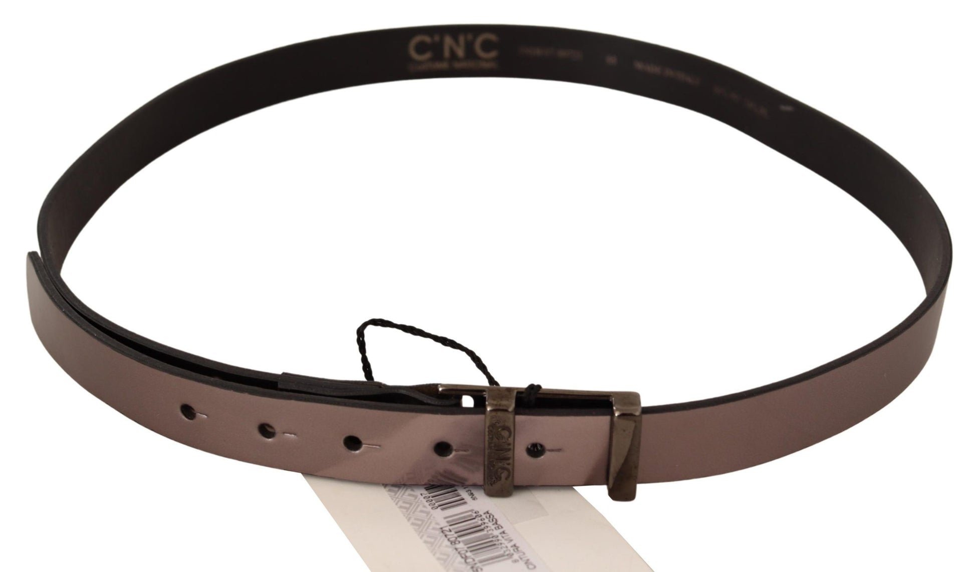 Costume National Chic Pink Metallic Leather Belt with Bronze Buckle - KALAJ