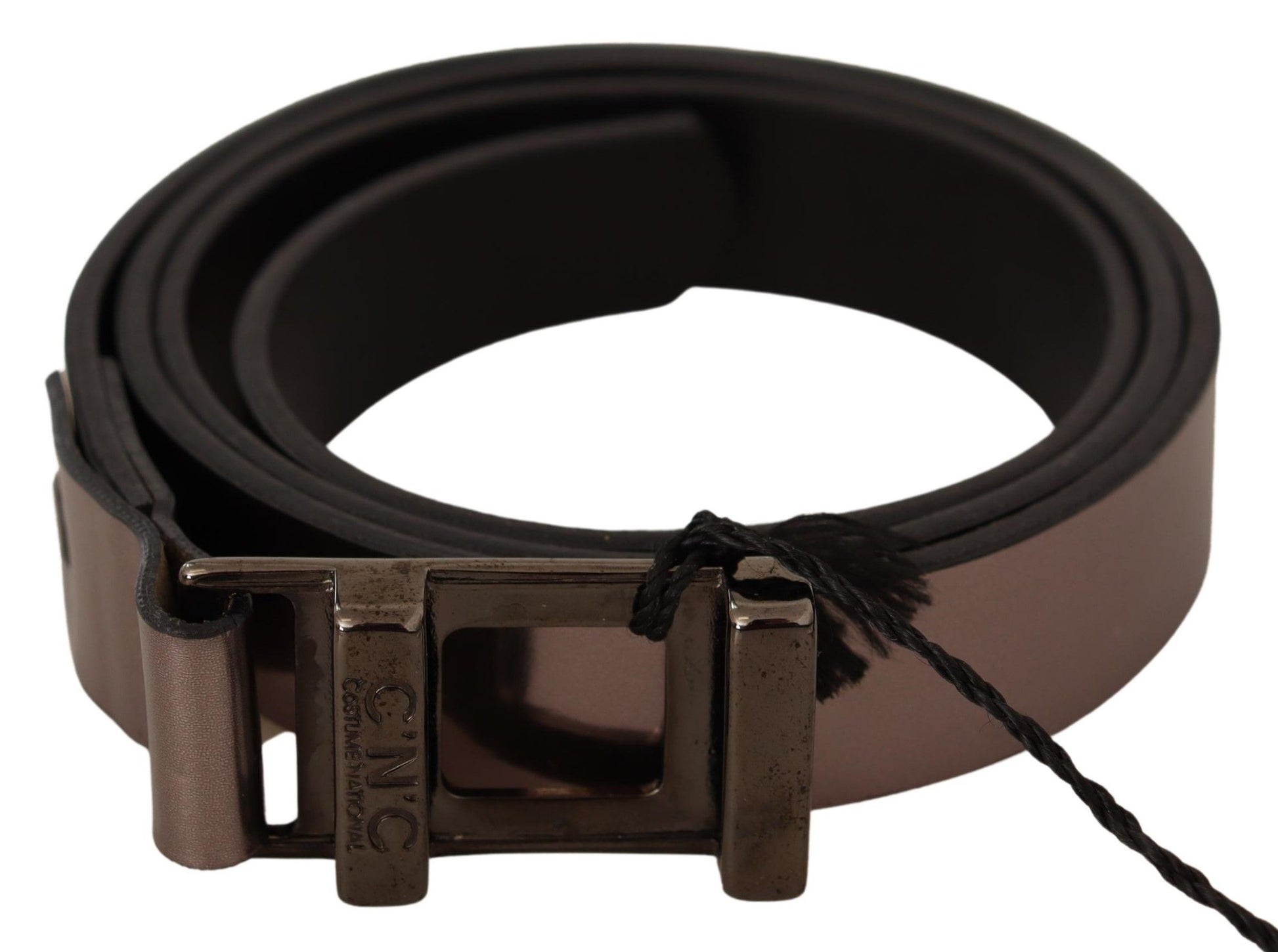 Costume National Chic Pink Metallic Leather Belt with Bronze Buckle - KALAJ