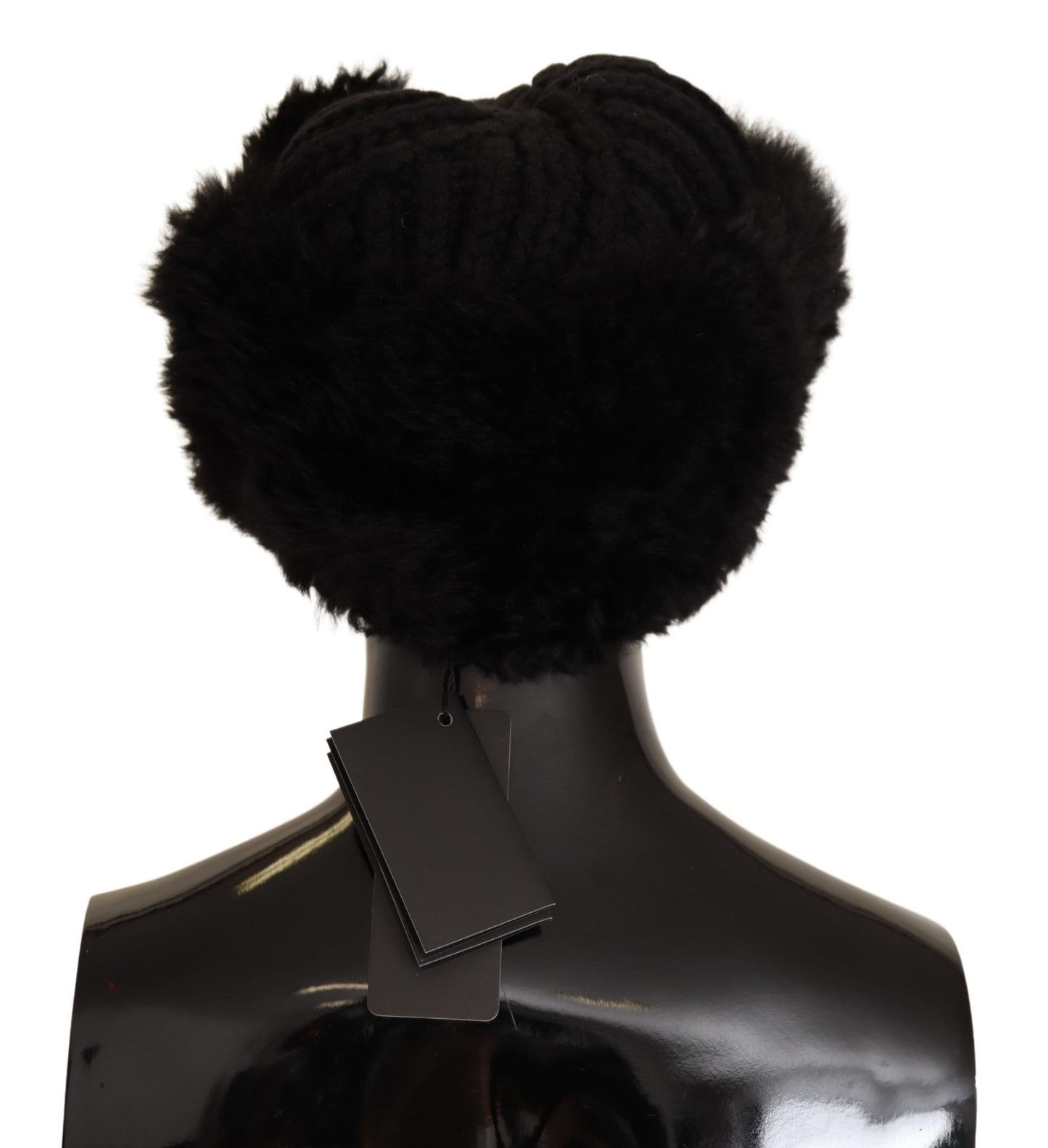 Dolce & Gabbana Elegant Black Cashmere Alpaca Fur Beanie - KALAJ