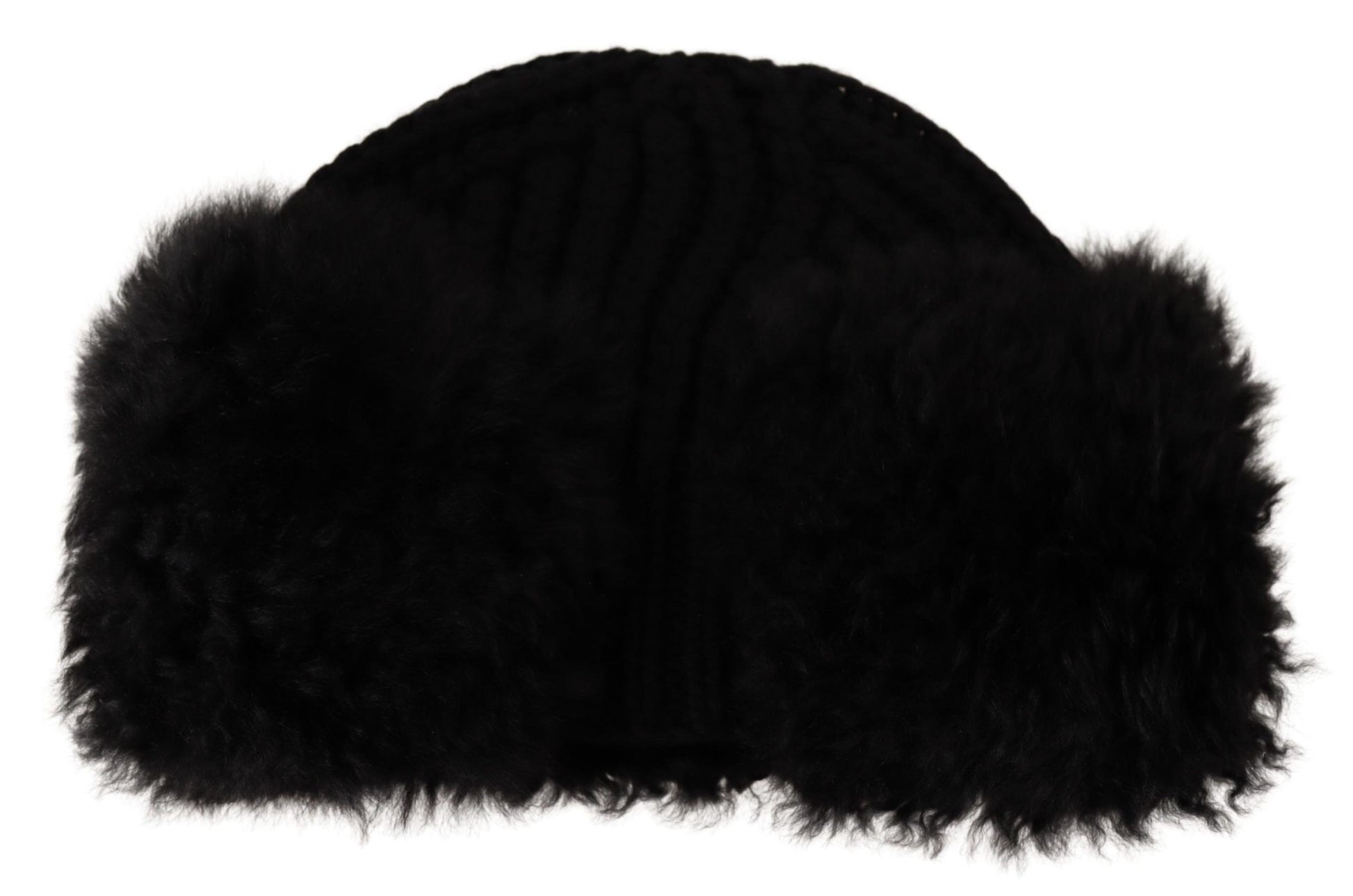 Dolce & Gabbana Elegant Black Cashmere Alpaca Fur Beanie - KALAJ