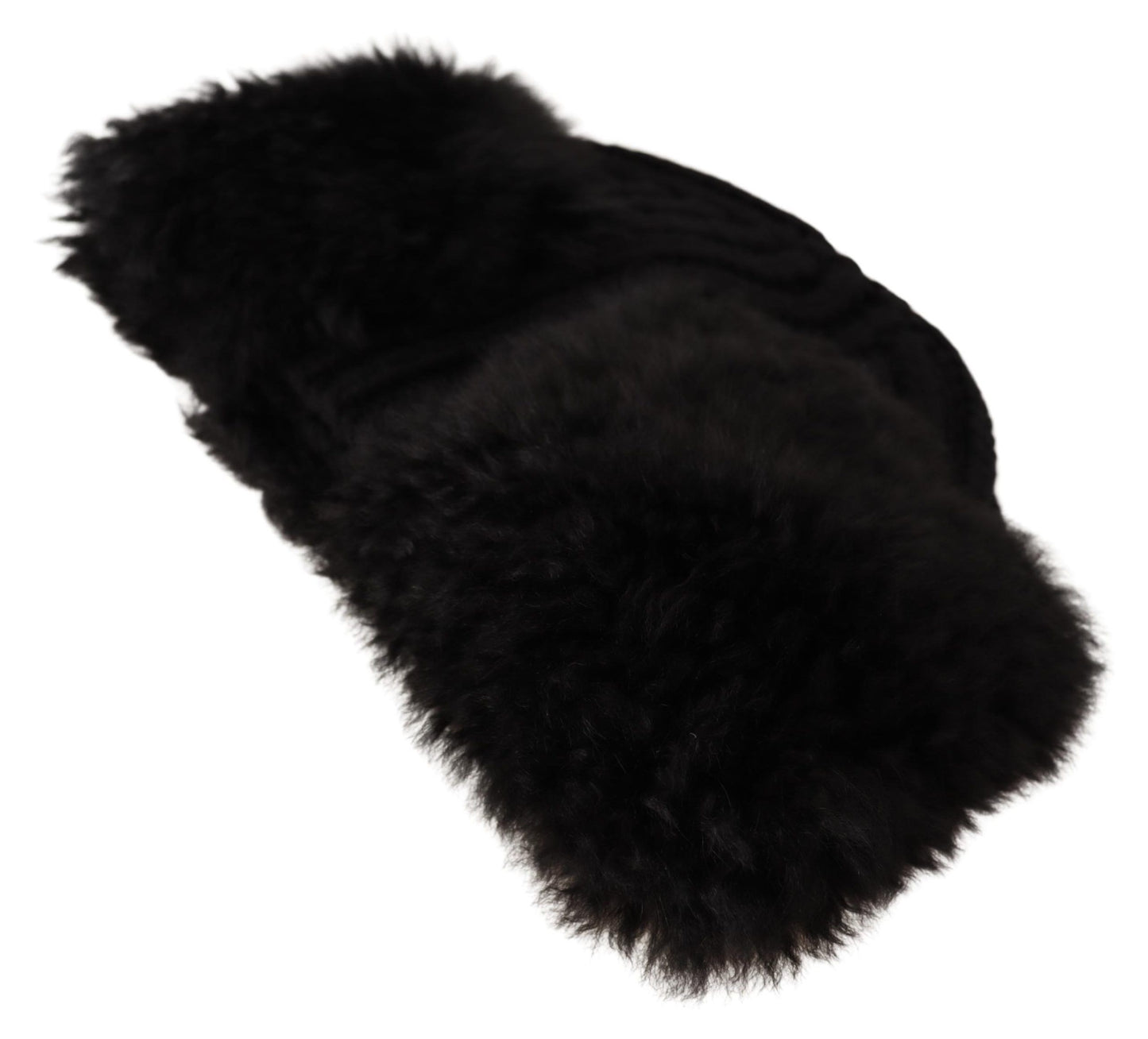 Dolce & Gabbana Elegant Black Cashmere Alpaca Fur Beanie - KALAJ