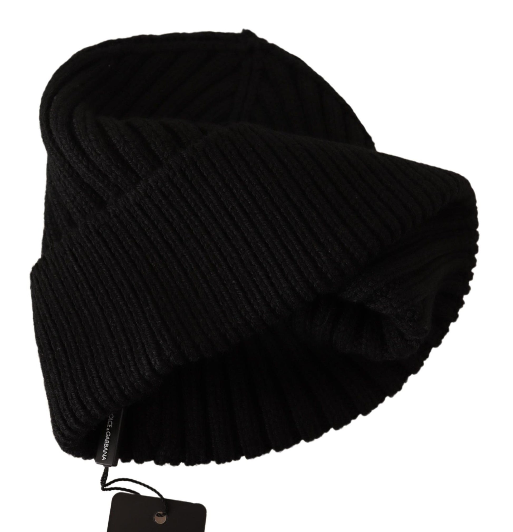 Dolce & Gabbana Elegant Cable Knit Wool Beanie with Fleece Liner - KALAJ