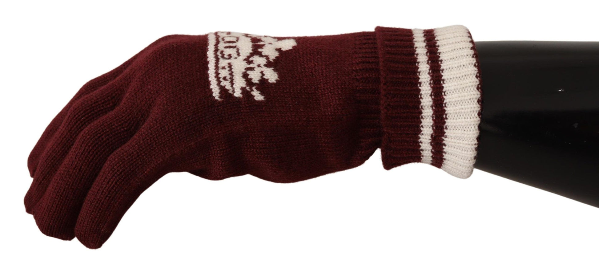 Dolce & Gabbana Elegant Red Cashmere Gloves with Crown Motif - KALAJ