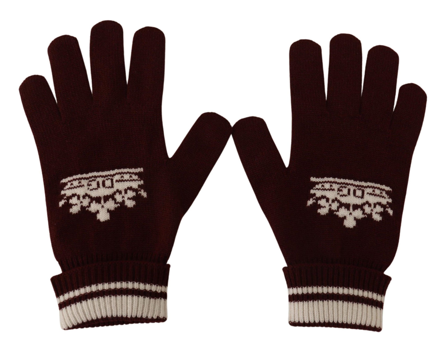 Dolce & Gabbana Elegant Red Cashmere Gloves with Crown Motif - KALAJ