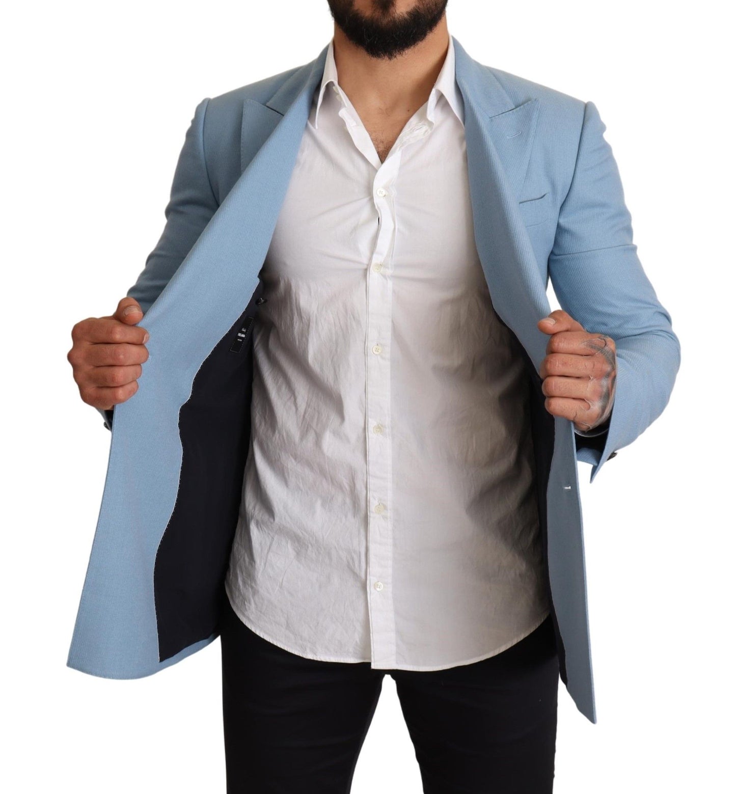 Dolce & Gabbana Elegant Blue Cashmere-Silk Men's Blazer