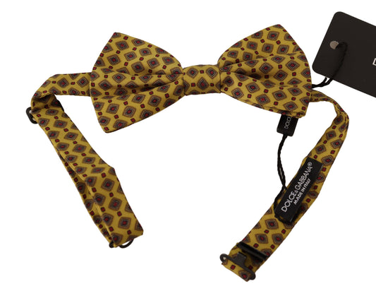 Dolce & Gabbana Elegant Yellow Silk Bow Tie - KALAJ