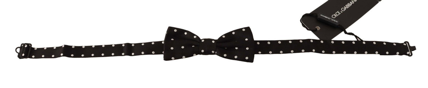 Dolce & Gabbana Elegant Black Polka Dot Silk Bow Tie - KALAJ