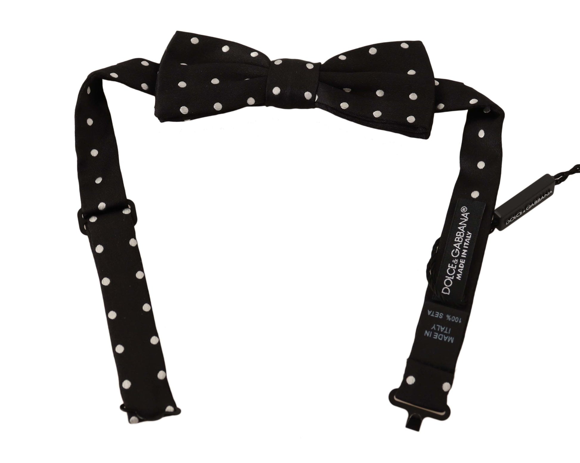 Dolce & Gabbana Elegant Black Polka Dot Silk Bow Tie - KALAJ