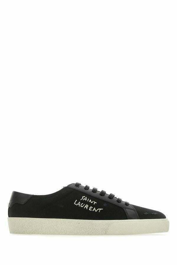 Saint Laurent Sleek Black Canvas & Leather Low-Top Sneakers