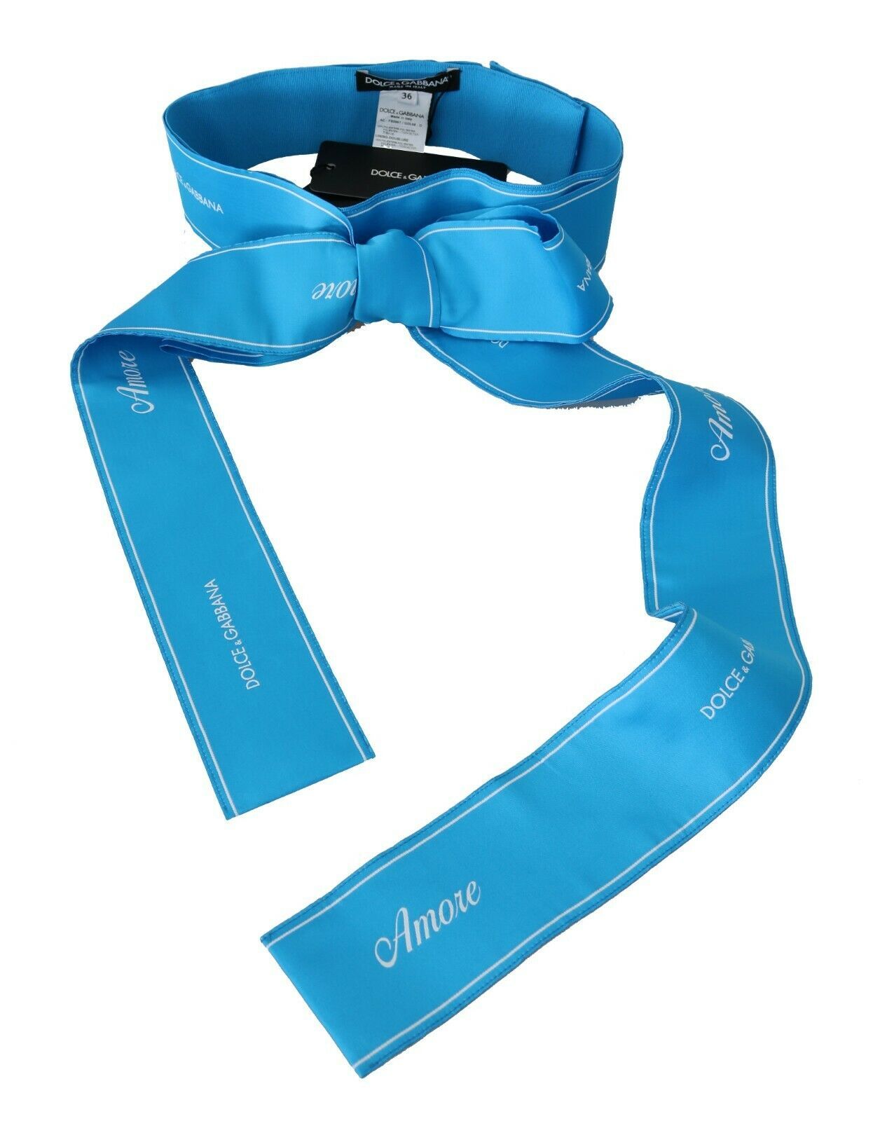 Dolce & Gabbana Elegant Bow Snap Blue Waist Belt - KALAJ