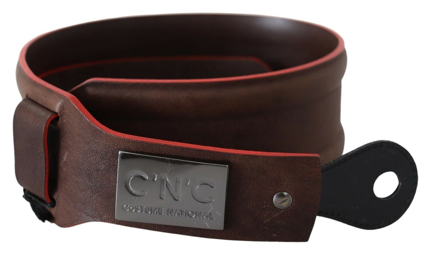 Costume National Elegant Dark Brown Leather Fashion Belt - KALAJ