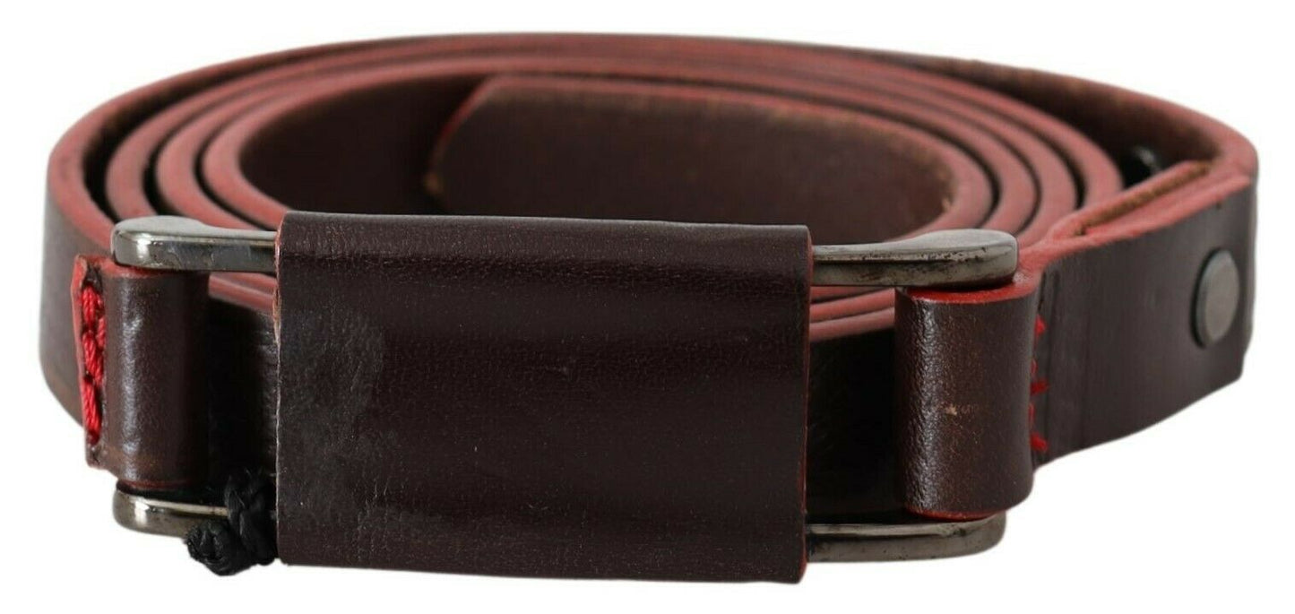 Costume National Elegant Brown Leather Fashion Belt - KALAJ