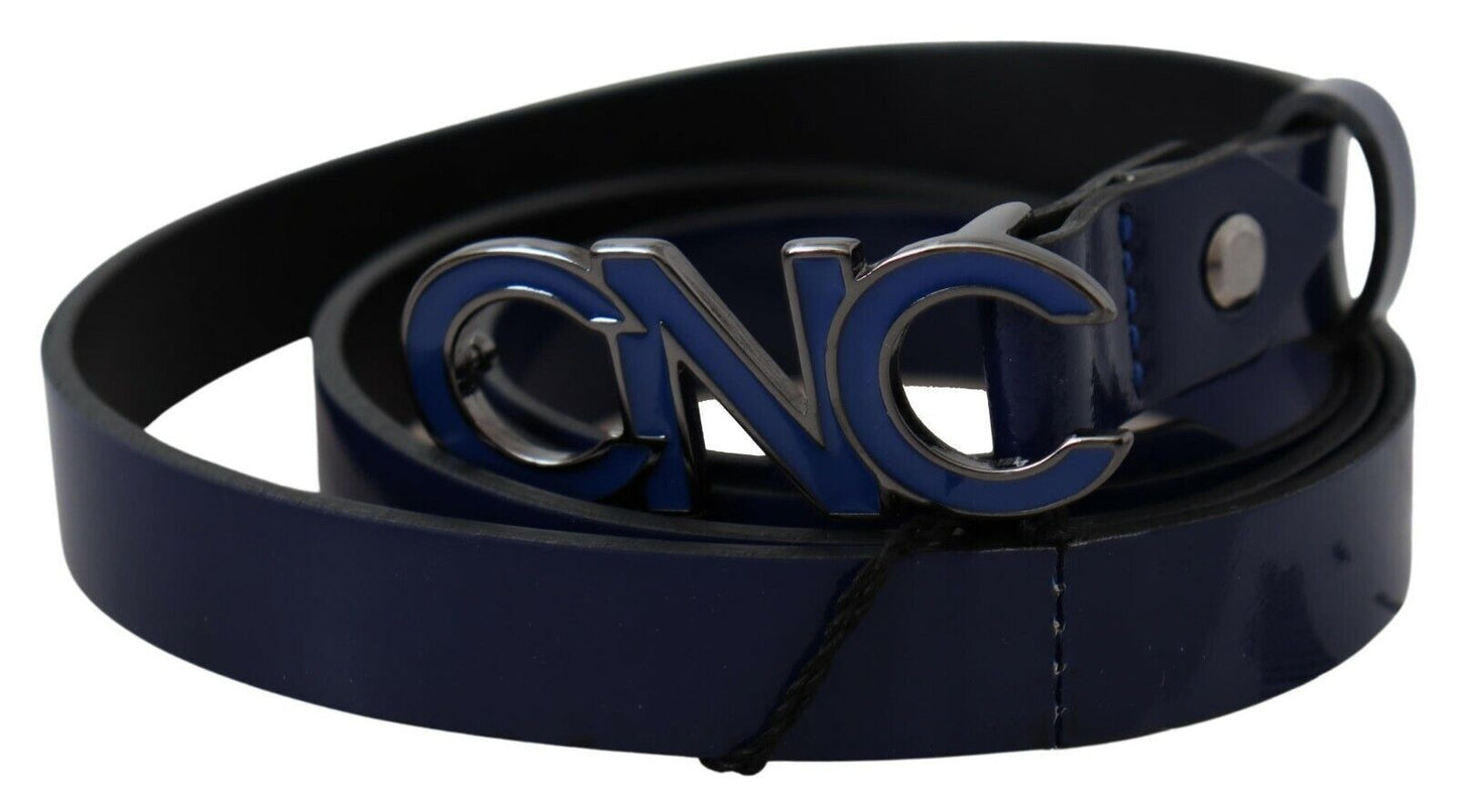 Costume National Sleek Dark Blue Leather Fashion Belt - KALAJ