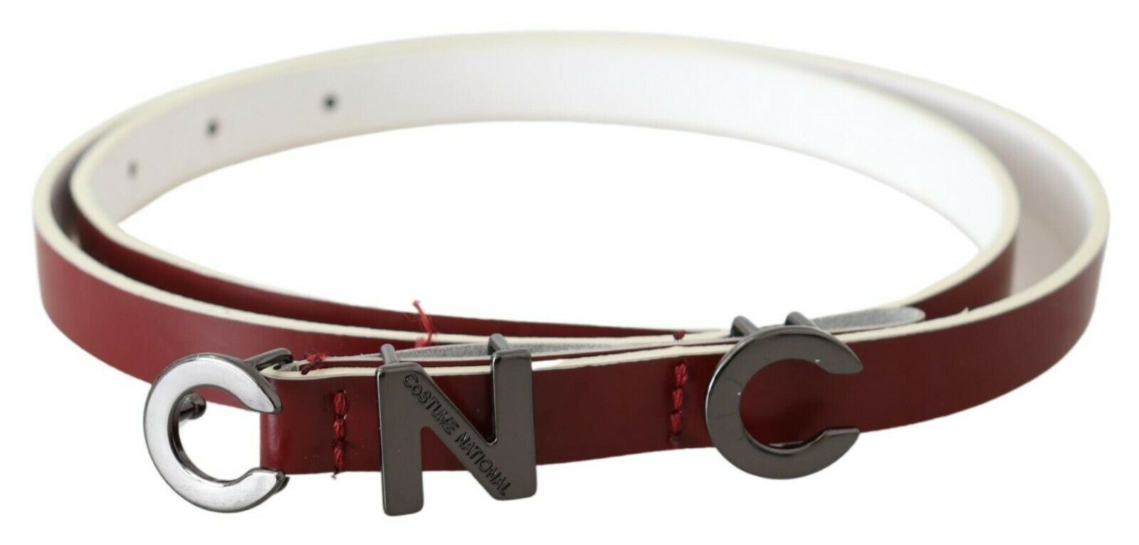 Costume National Chic Maroon Leather Fashion Belt - KALAJ