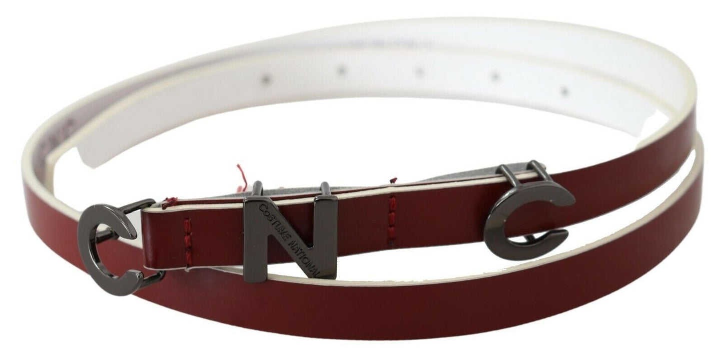 Costume National Chic Maroon Leather Fashion Belt - KALAJ