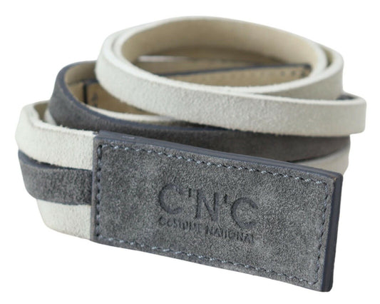 Costume National Chic White Leather Logo Belt - KALAJ