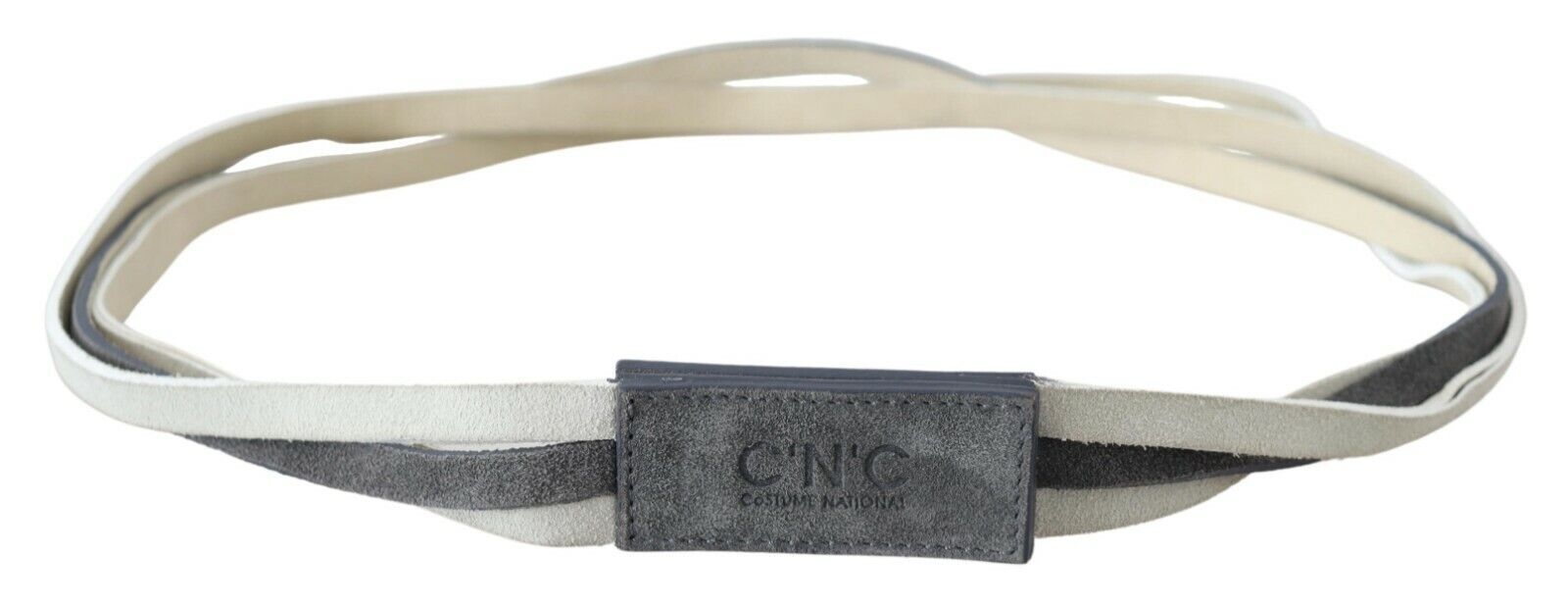 Costume National Chic White Leather Logo Belt - KALAJ