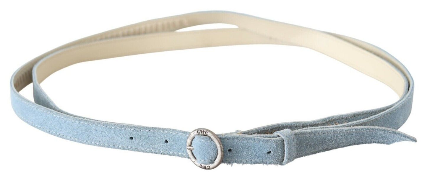 Costume National Chic Sky Blue Leather Belt - Buckle Up in Style - KALAJ