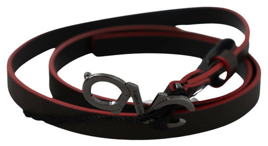 Costume National Maroon & Black Italian Leather Fashion Belt - KALAJ