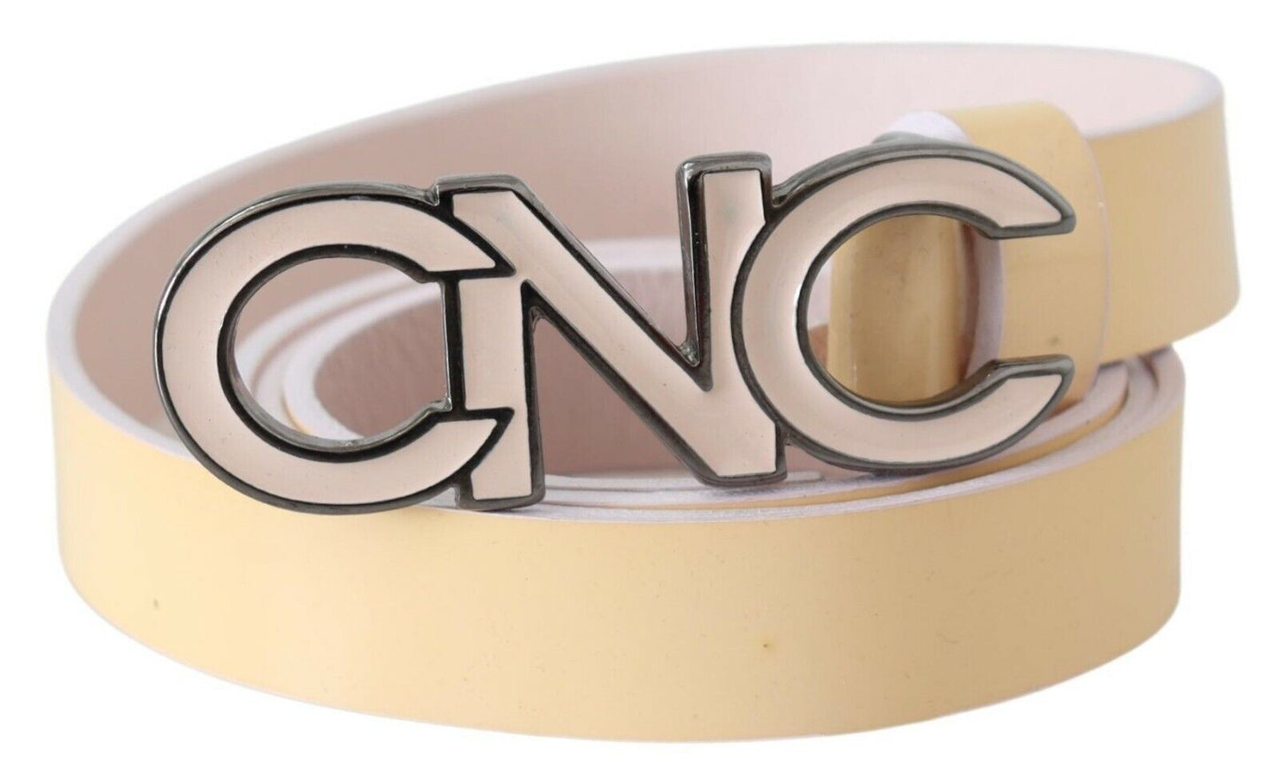 Costume National Chic Beige Logo Leather Belt - KALAJ