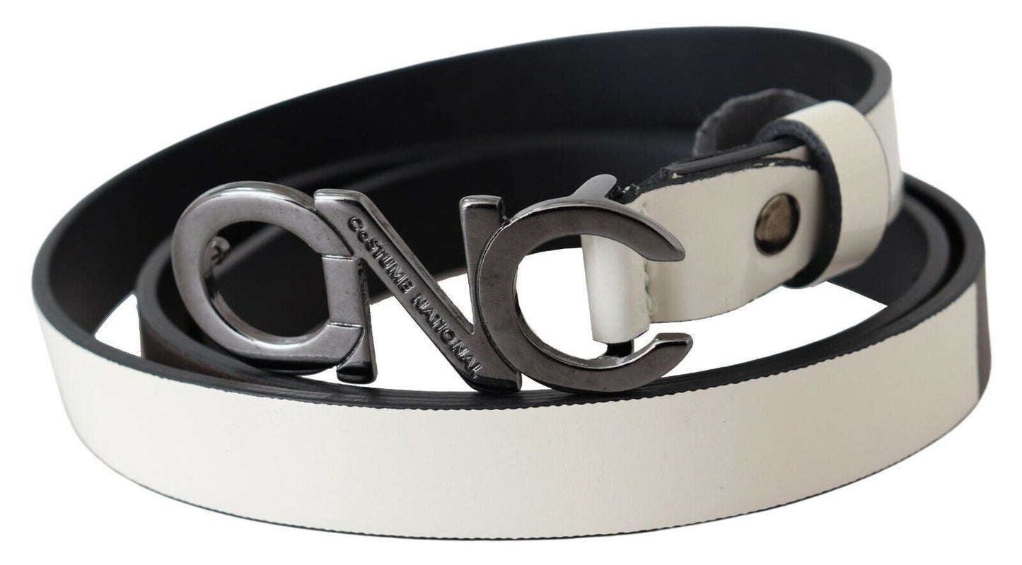 Costume National Metallic Gray Italian Leather Fashion Belt - KALAJ