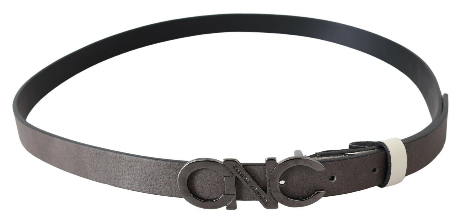 Costume National Metallic Gray Italian Leather Fashion Belt - KALAJ