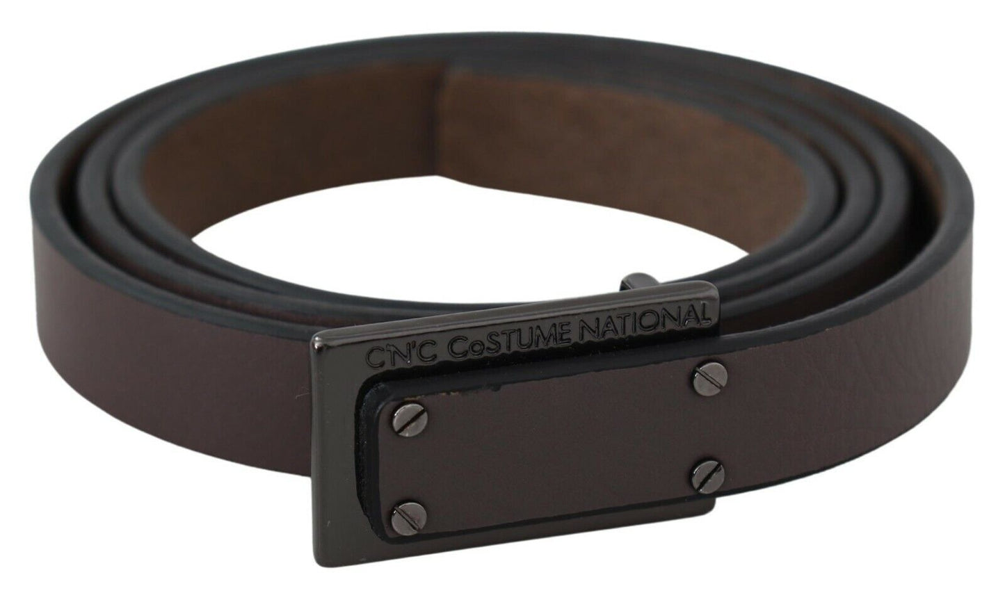 Costume National Elegant Brown Leather Fashion Belt - KALAJ