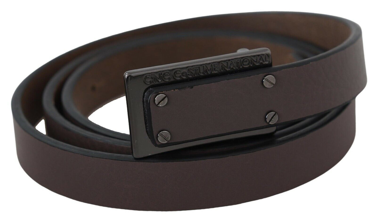 Costume National Elegant Brown Leather Fashion Belt - KALAJ