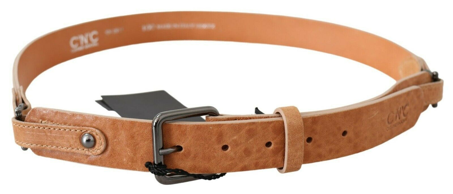 Costume National Chic Light Brown Leather Fashion Belt - KALAJ