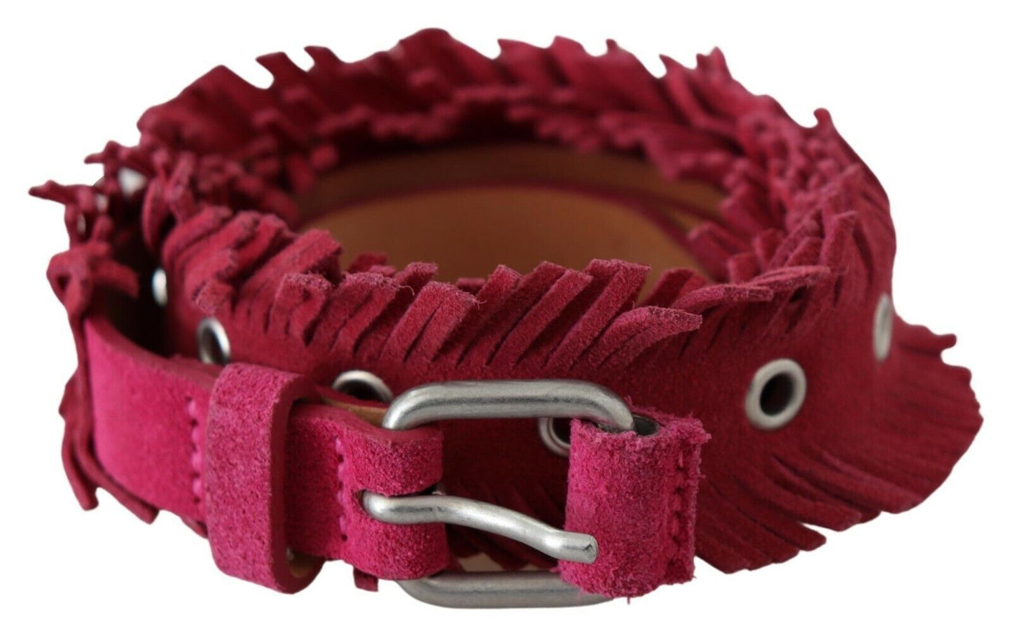 Ermanno Scervino Elegant Maroon Double Buckle Leather Belt - KALAJ