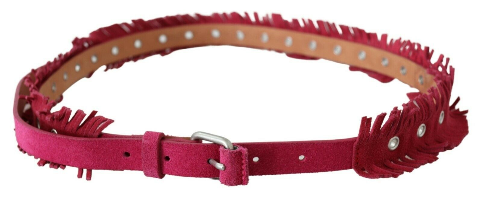 Ermanno Scervino Elegant Maroon Double Buckle Leather Belt - KALAJ