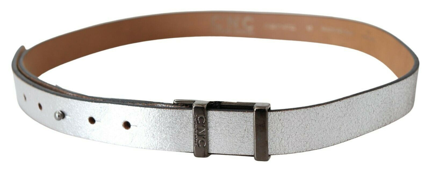 Costume National Elegant Silver Leather Fashion Belt - KALAJ