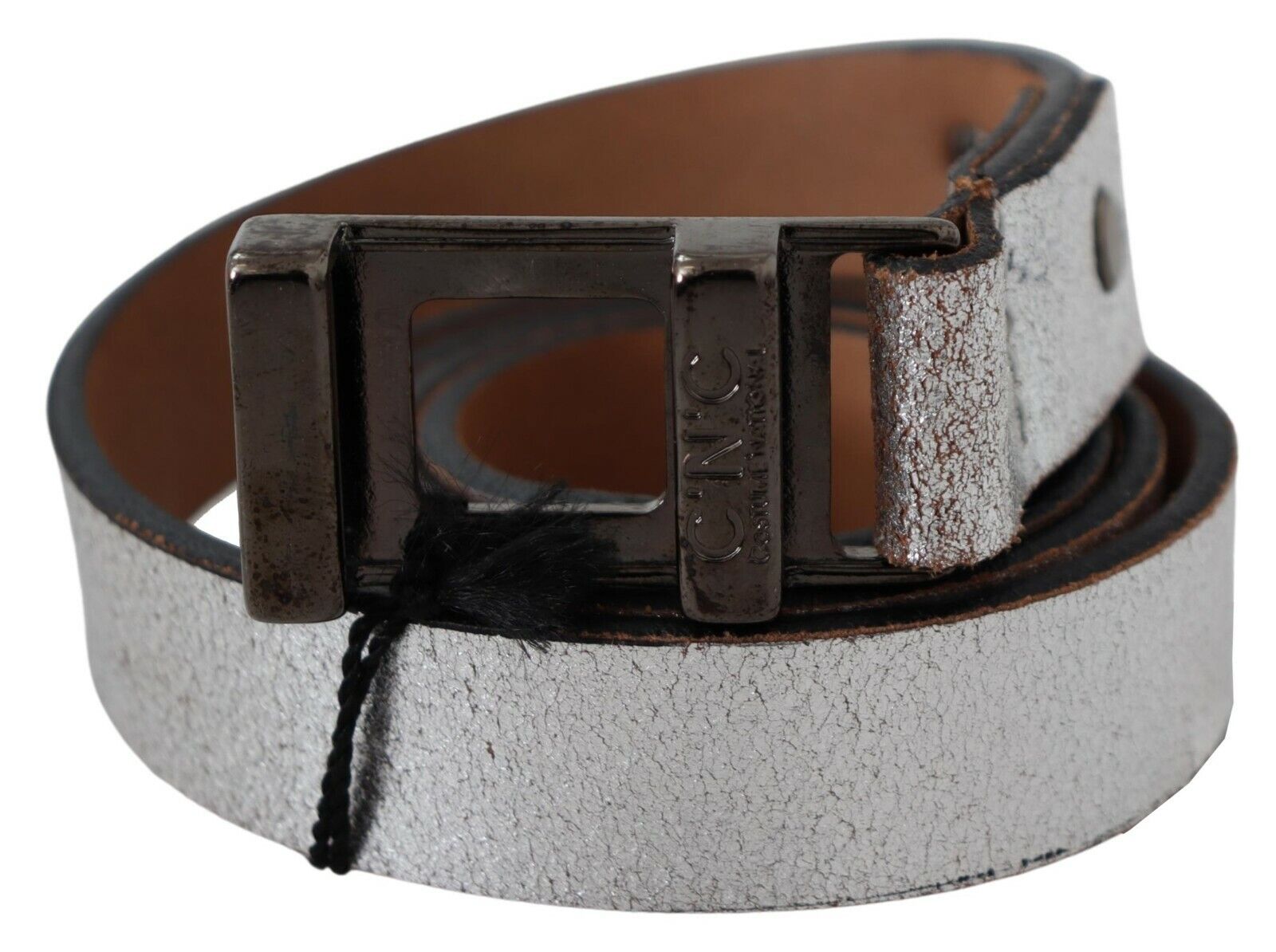 Costume National Elegant Silver Leather Fashion Belt - KALAJ