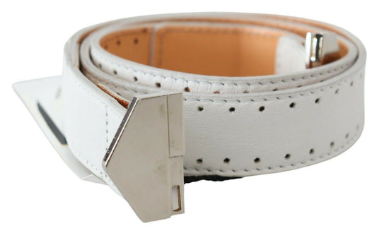 GF Ferre Elegant White Leather Fashion Belt - KALAJ