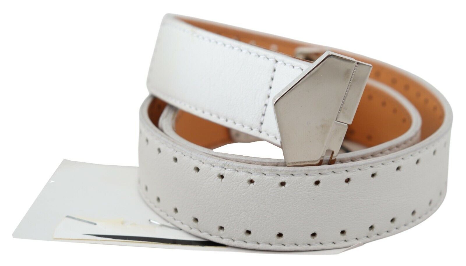 GF Ferre Elegant White Leather Fashion Belt - KALAJ